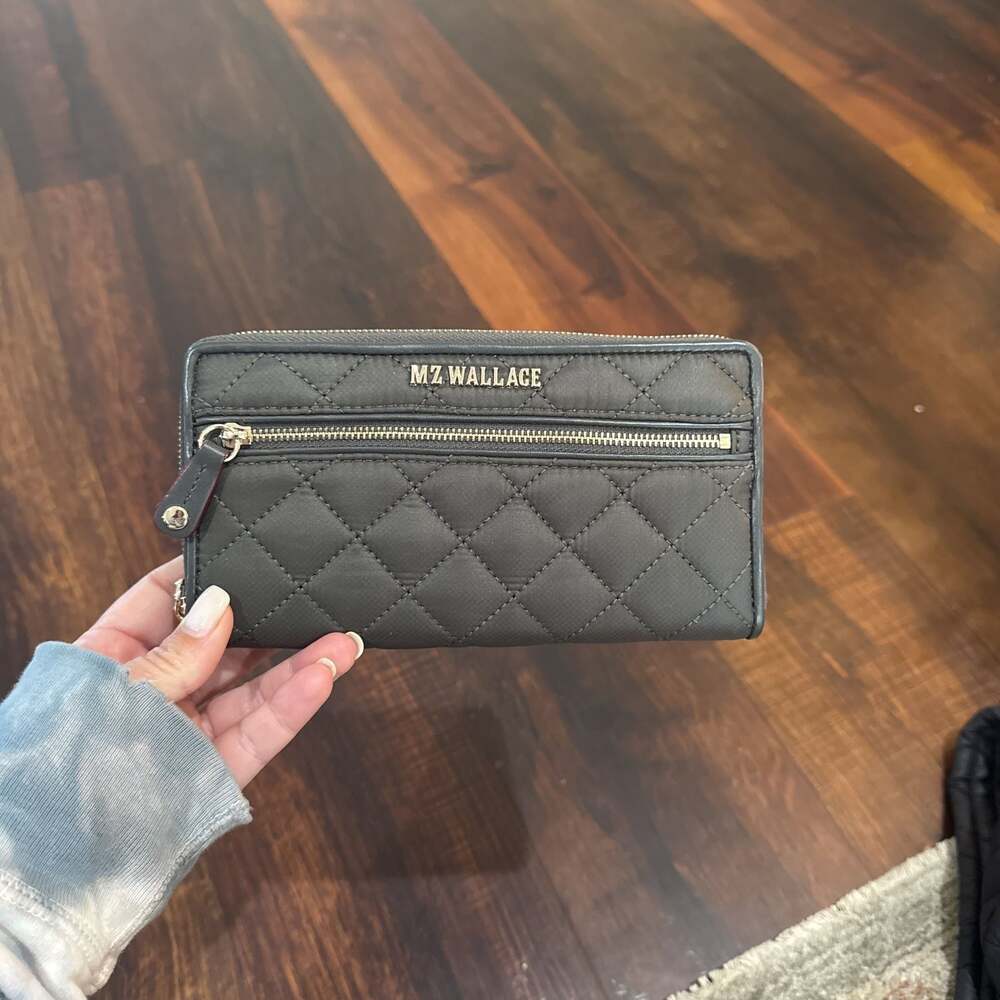 MZ Wallace Black Quilted Crosby Long Wallet